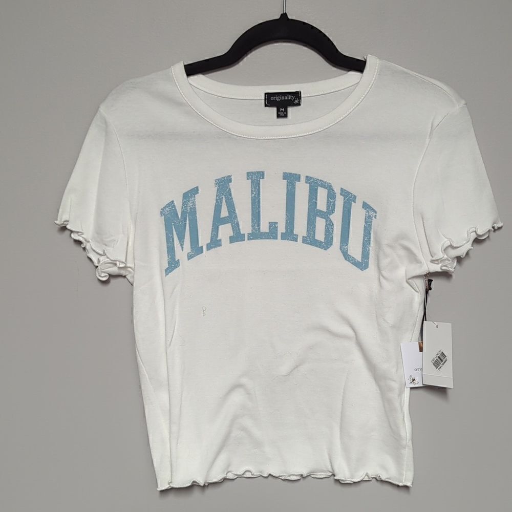 NWT originality White Malibu cropped T Shirt